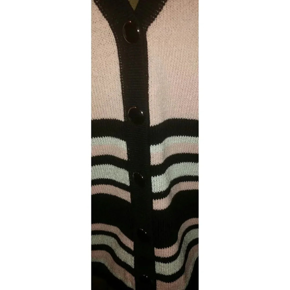 ST. JOHN SPORT Sweater Pink Black White  Stripe - Picture 10 of 14